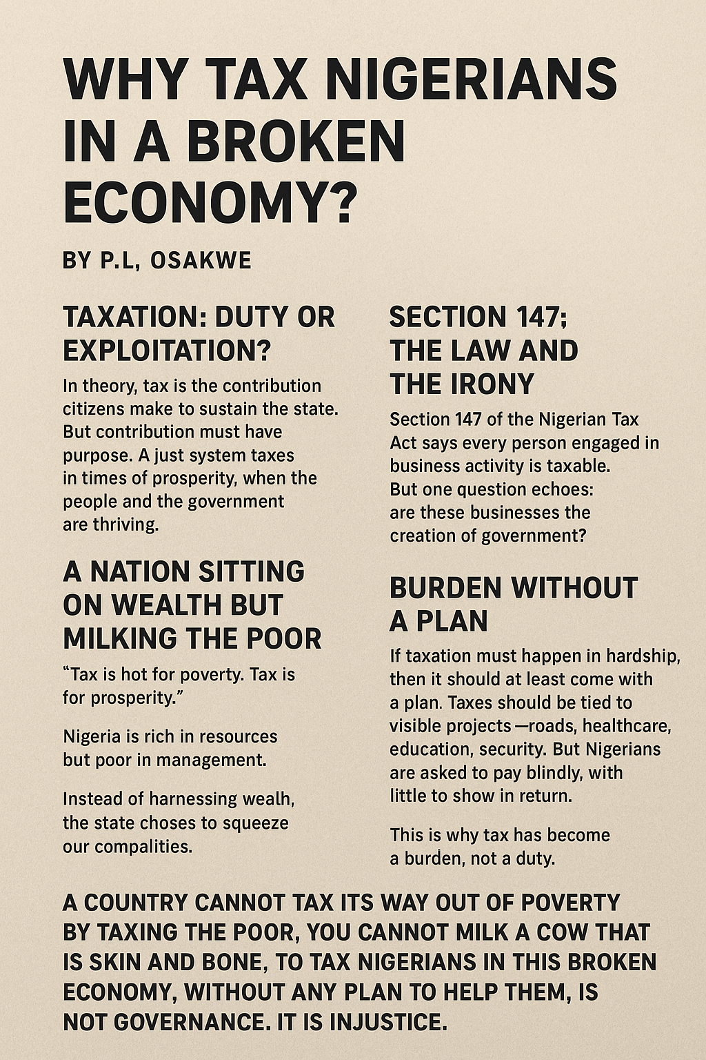 Why Tax Nigerians in a Broken Economy?